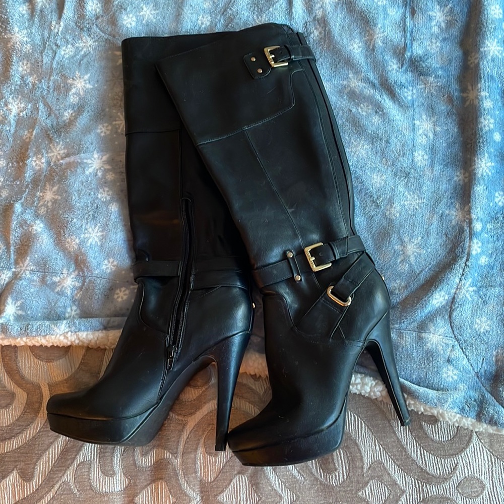 Knee High Black Leather Boots